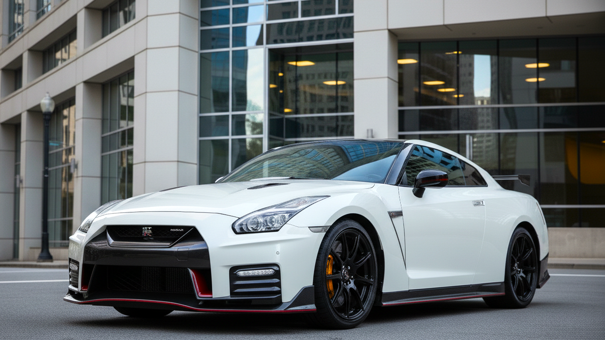 Nissan GT–R белого цвета