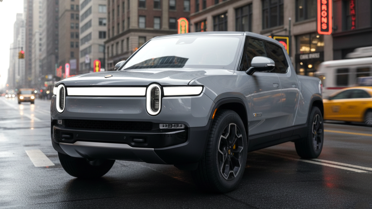 Rivian R1T серого цвета