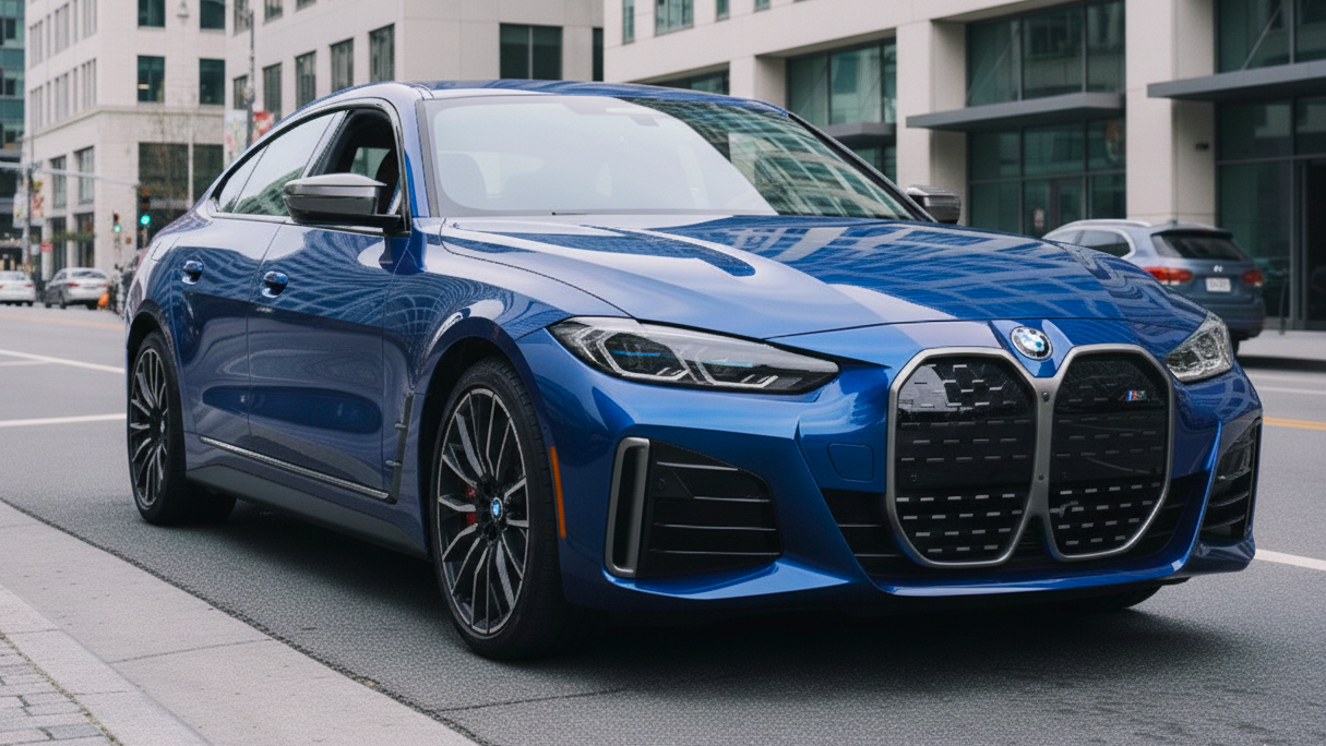 BMW i4 2 синего цвета