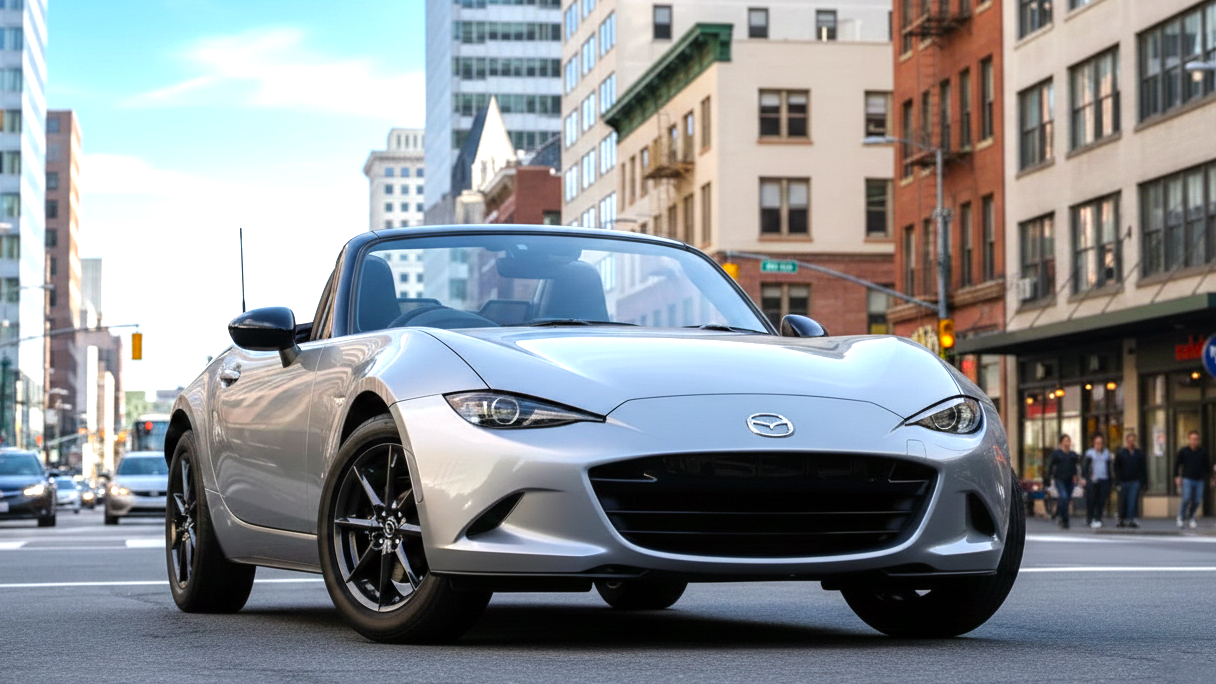 Mazda Miata серебристого цвета