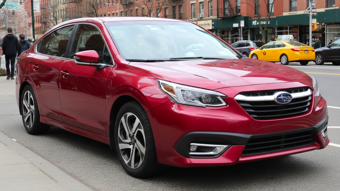 Subaru Legacy красного цвета