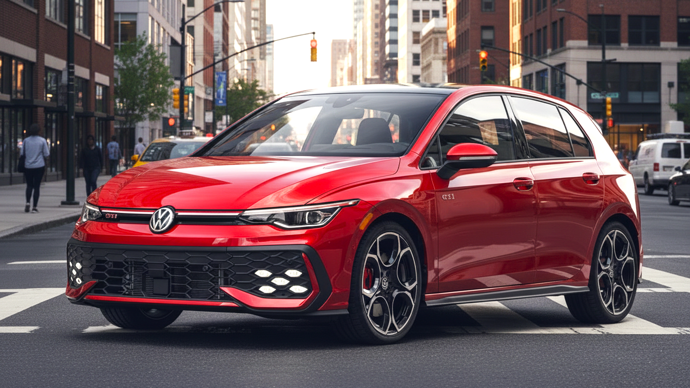2025 Volkswagen Golf GTI красного цвета