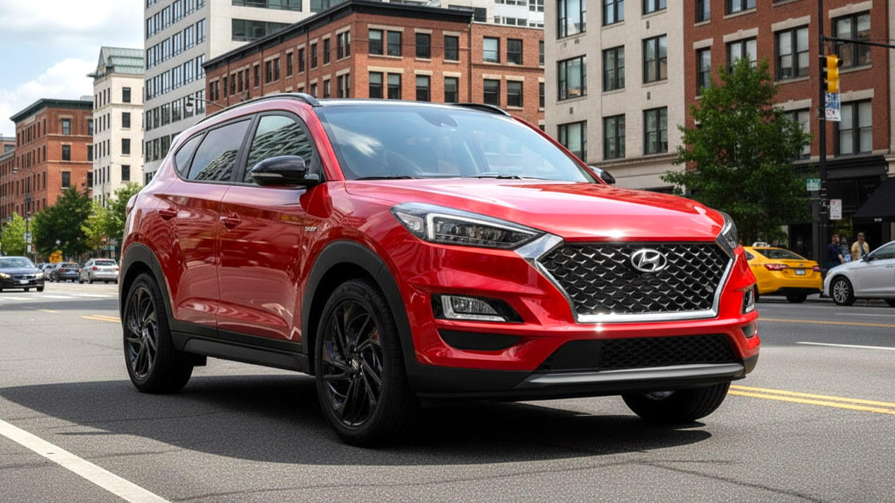 Hyundai Tucson 3 Generation красного цвета