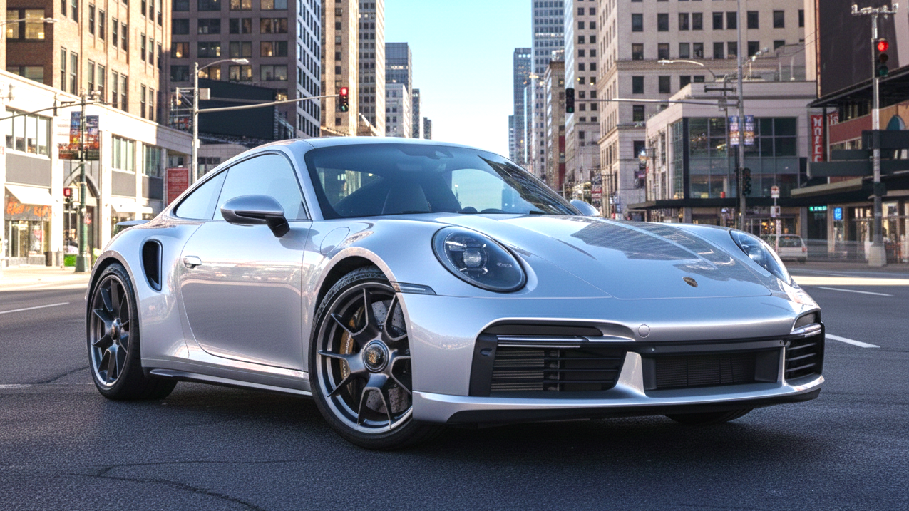 Porsche 911 turbocharged versions silver colour