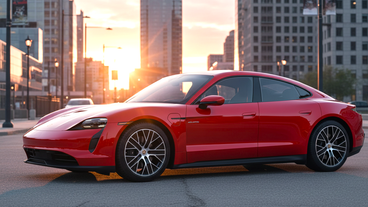 Porsche Taycan Red Colour