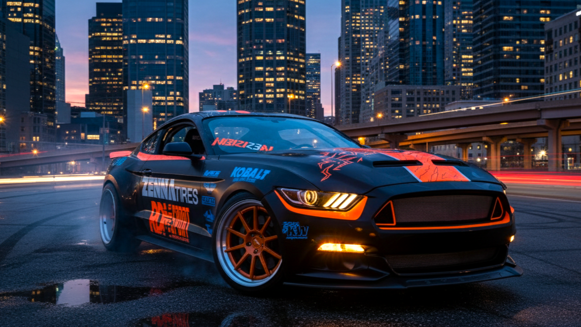 Ford Mustang черного цвета