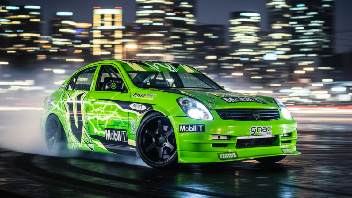 Infiniti G35 зеленого цвета