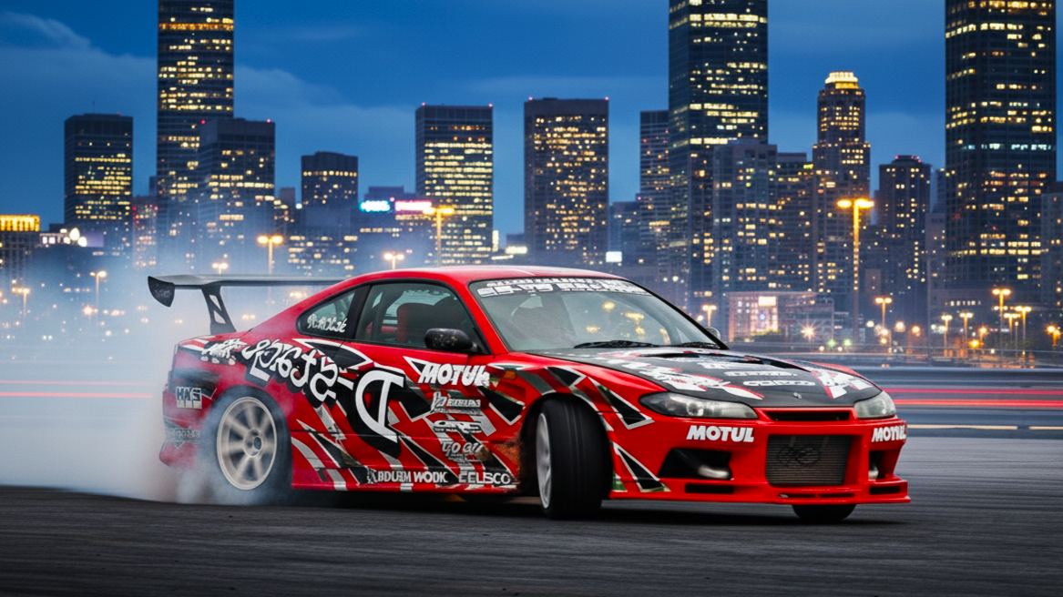 Nissan Silvia красного цвета