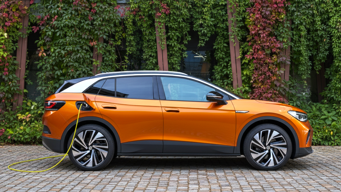 An electric car on charge