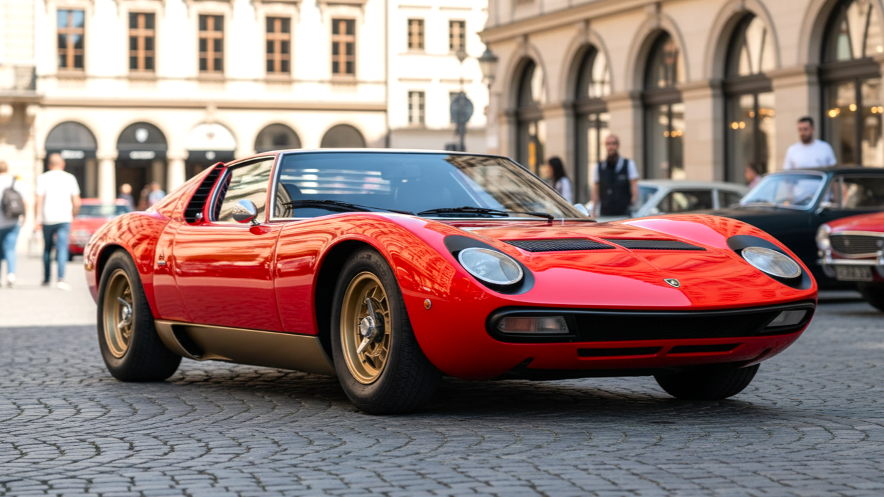 Lamborghini Miura (1966–1973) красного цвета
