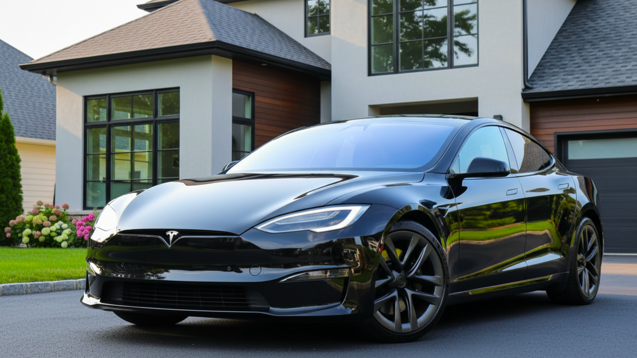 Tesla Model S Plaid черного цвета