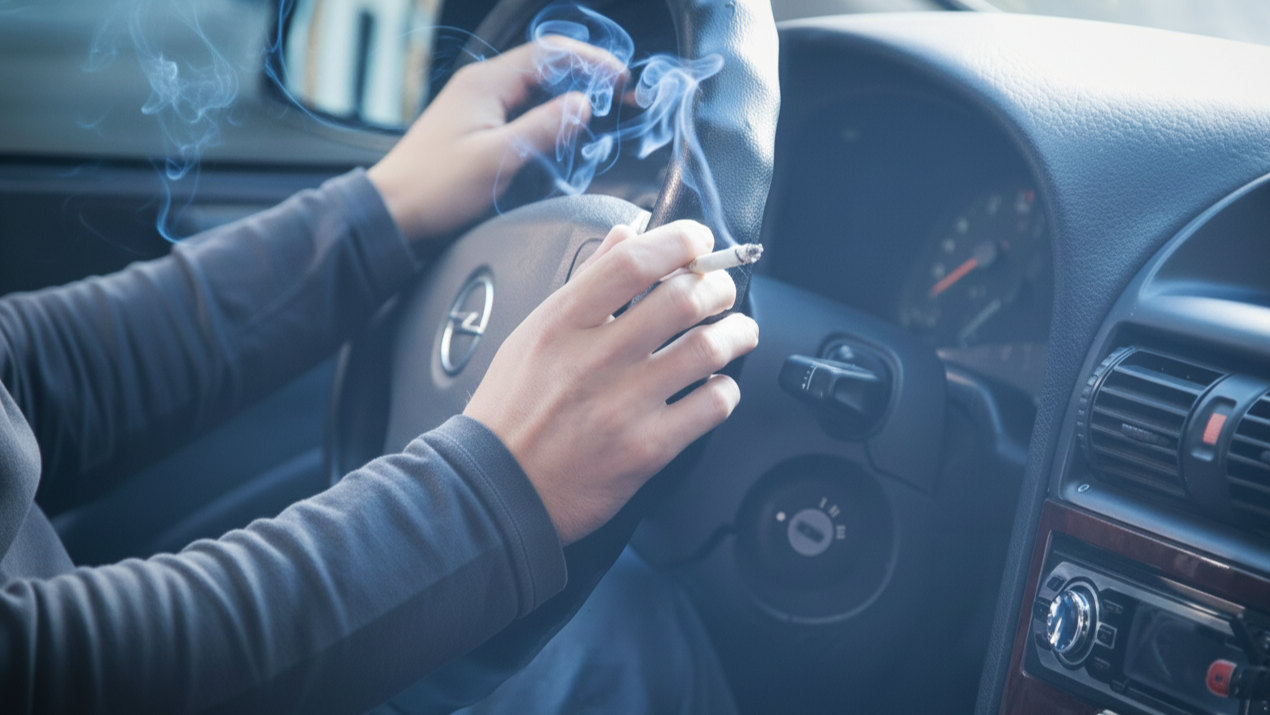 smoking in a car