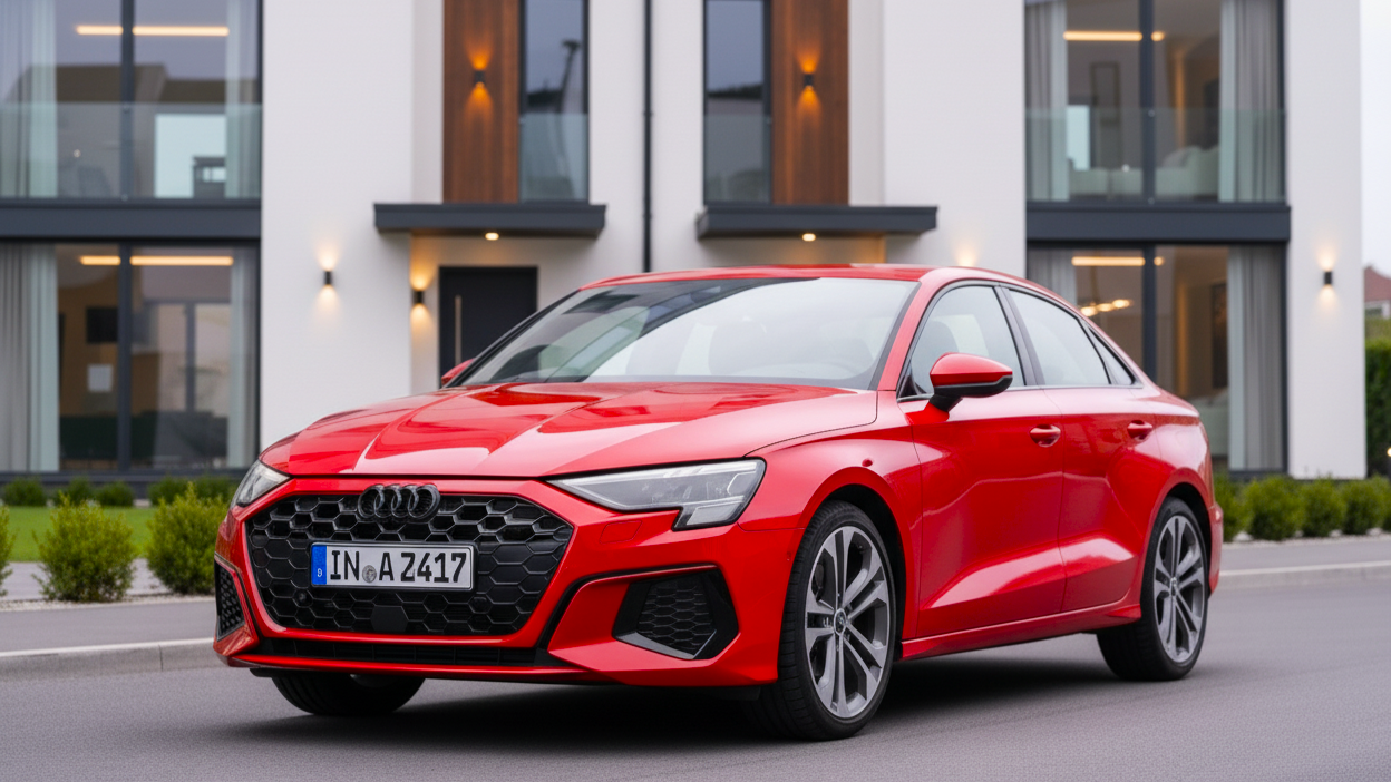 Audi A3 красного цвета