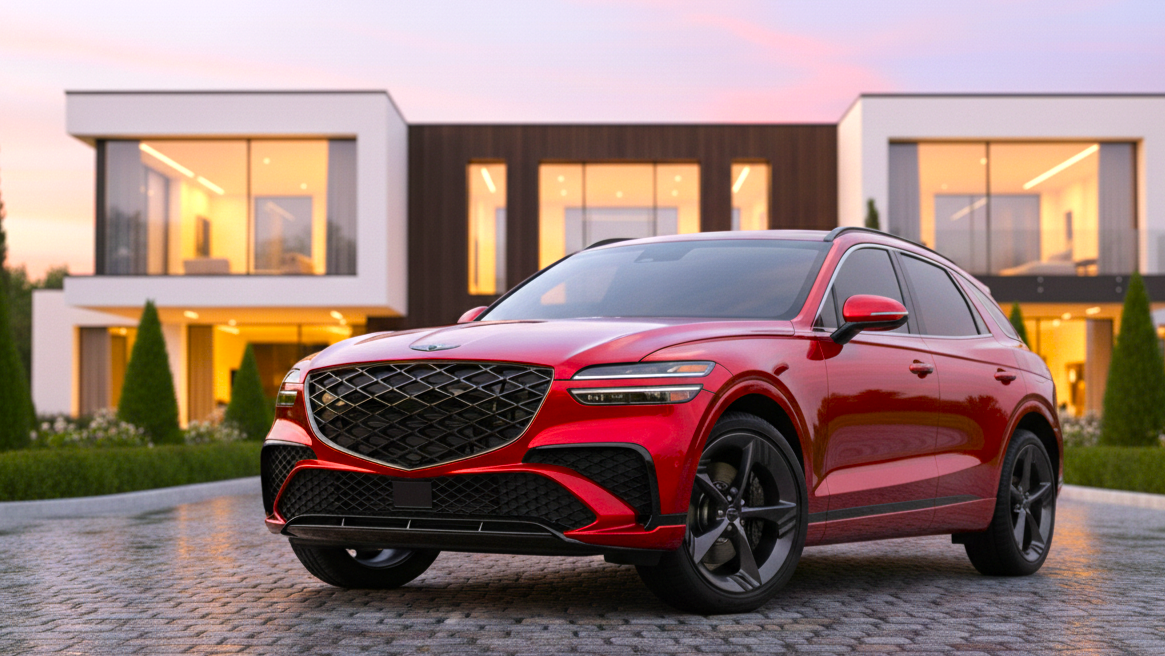 Genesis GV70 красного цвета