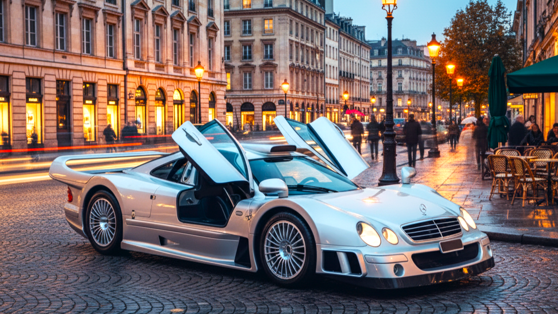 Mercedes-Benz CLK GTR (1997–1999) серебристого цвета