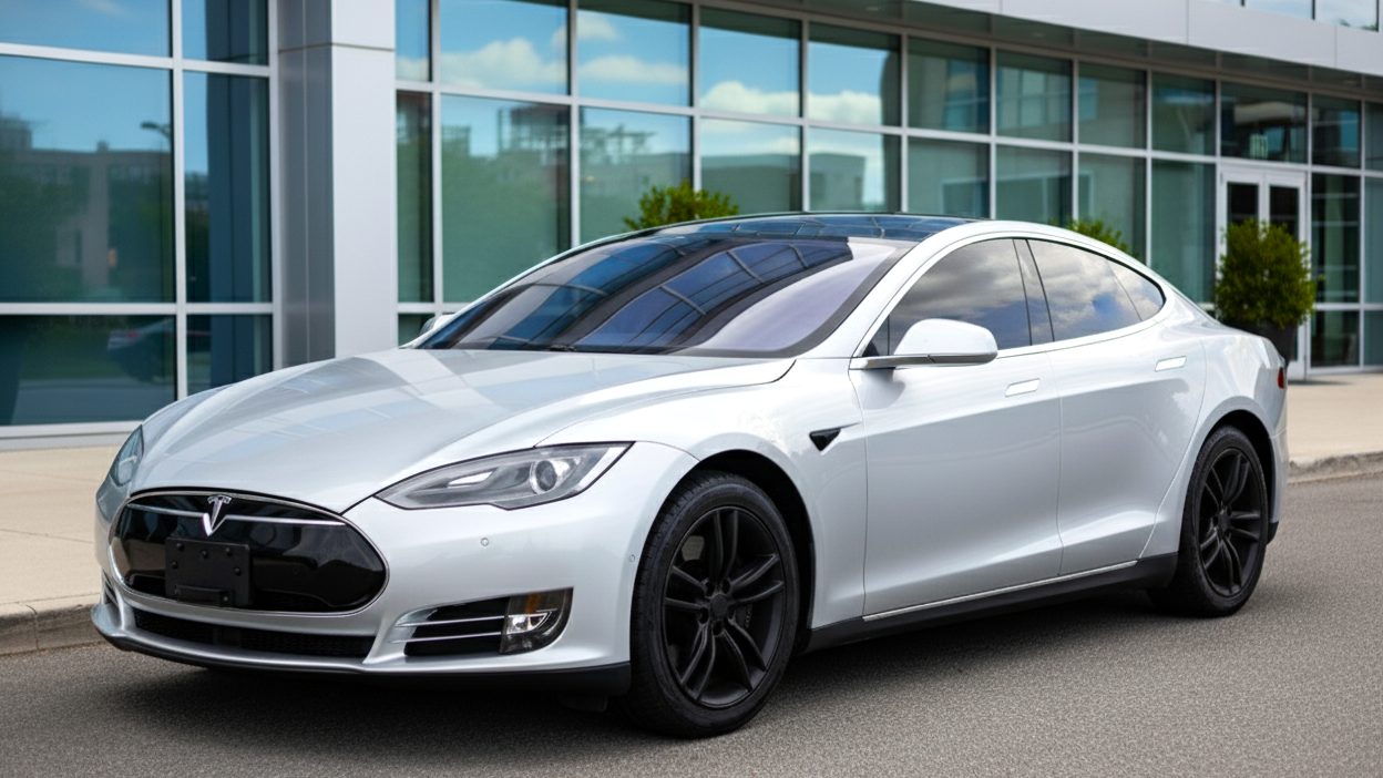 Tesla Model S серого цвета