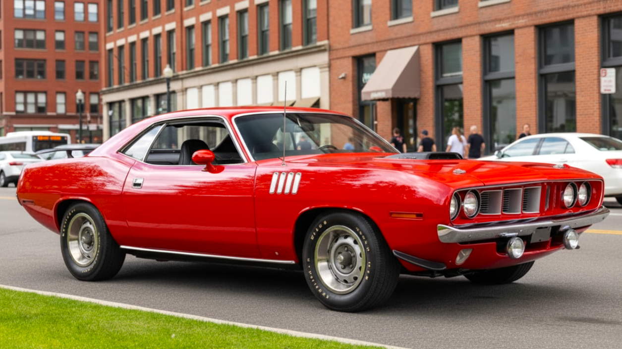 Plymouth Hemi 'Cuda red colour