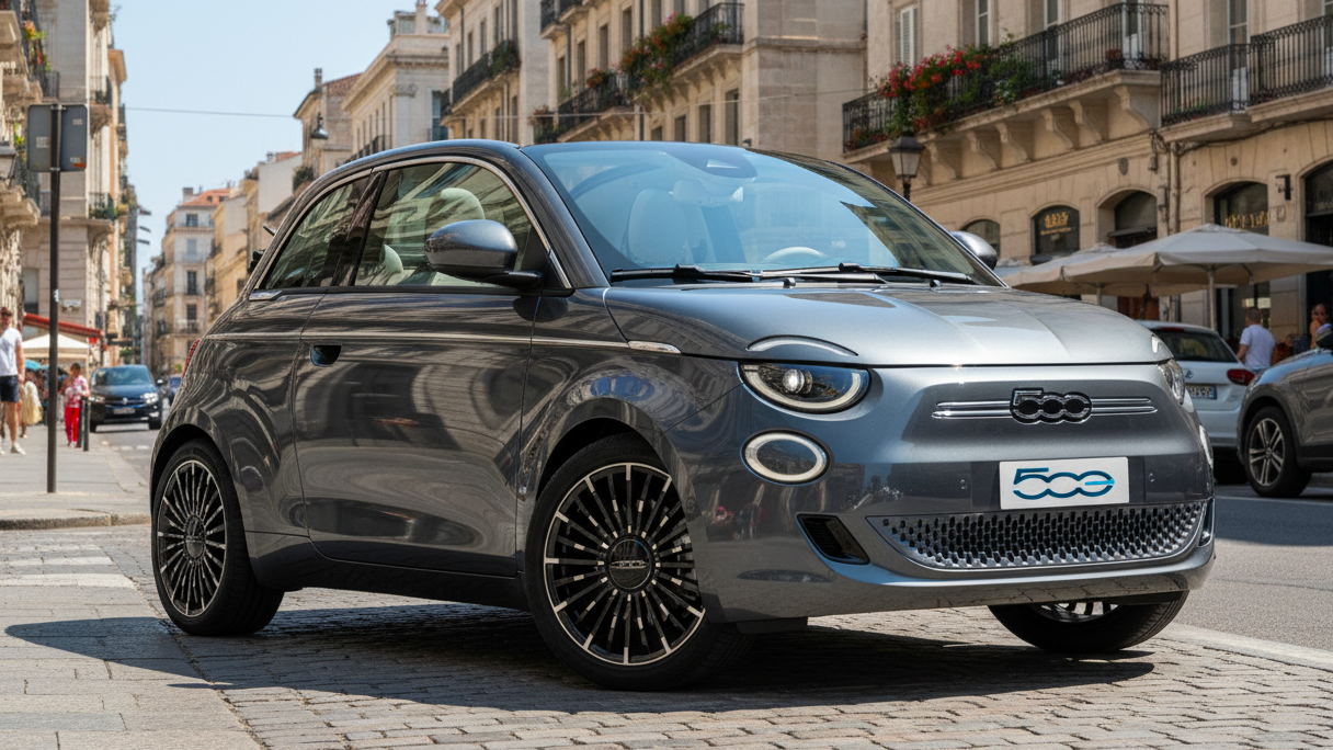 Fiat 500e голубогот цвета