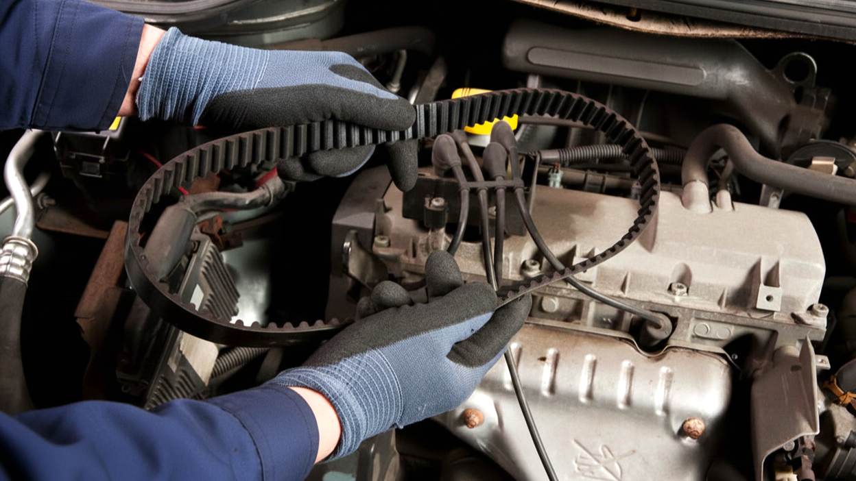 Worn timing belt replacement