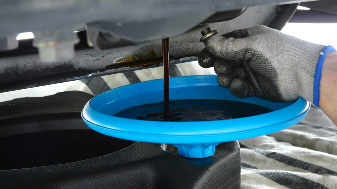 extracting oil through the drain plug