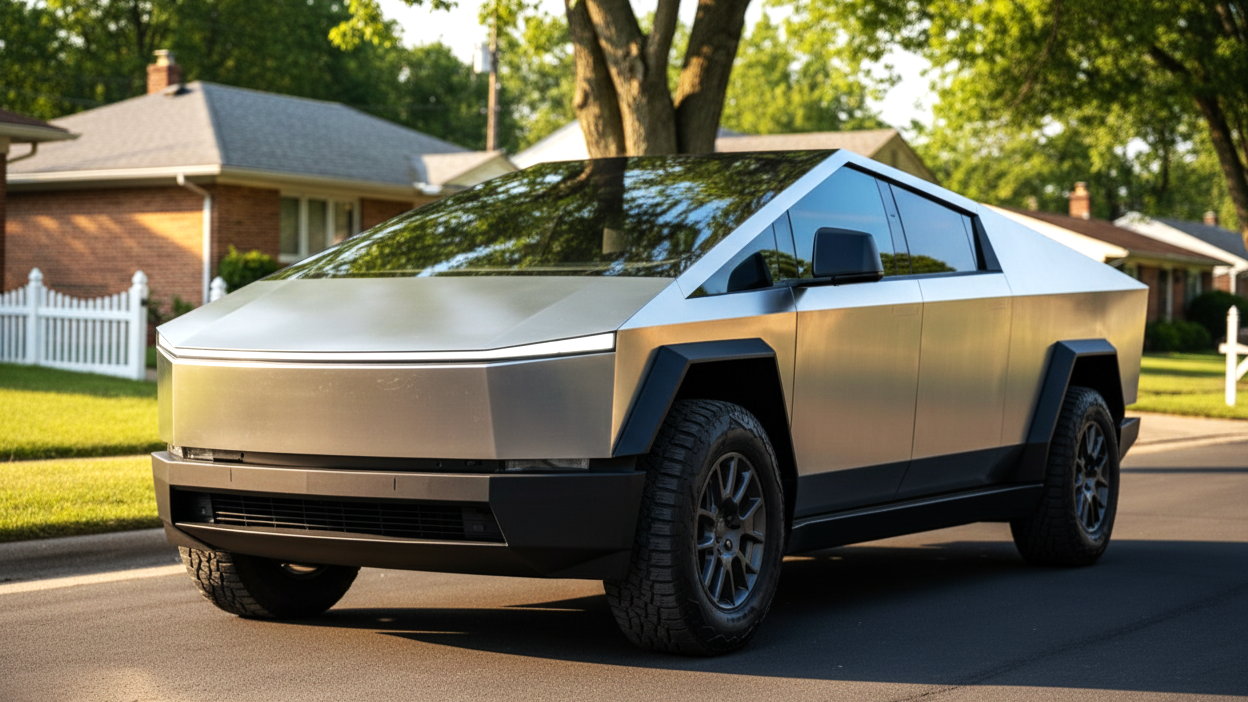 Tesla Cybertruck (с 2023) серебристого цвета