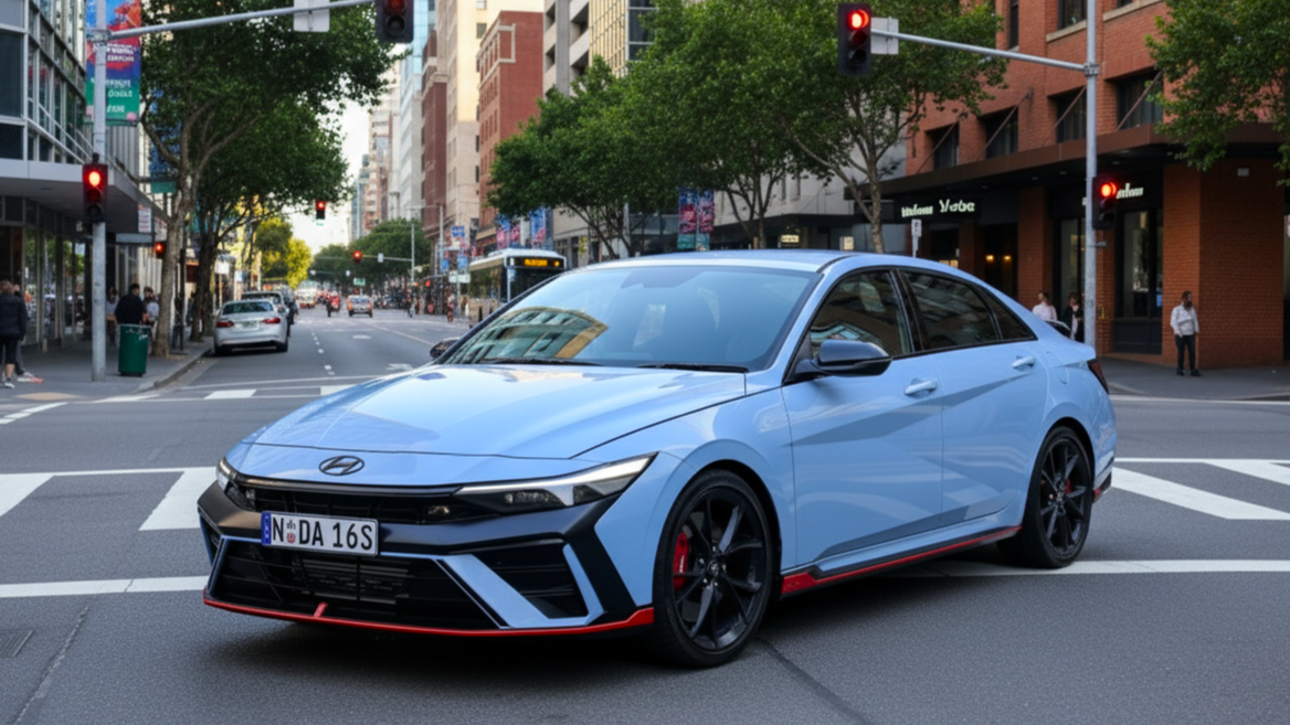 Hyundai i30N голубого цвета